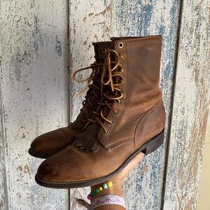 Justin Vintage  Brown Leather Heeled Boots